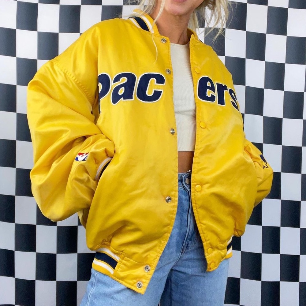 VINTAGE PACERS SATIN BOMBER JACKET